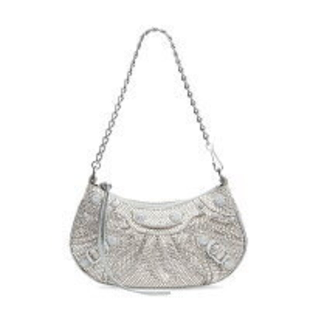 Balenciaga LE CAGOLE Bag Chain Rhinestone Gray Silver